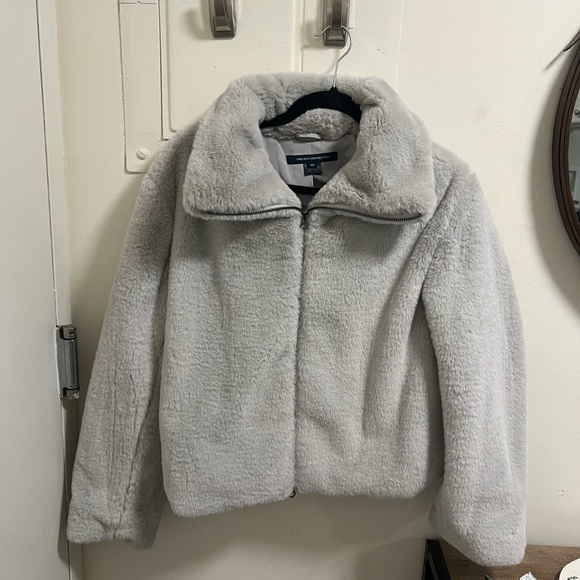 French Connection Faux Fur Jacket – Stone Grey – XS - Picture 5 of 8